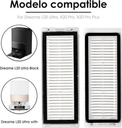 (8 Pieces) HEPA Filters Compatible for Dreametech L20 Ultra/ L30 Ultra Robot Vacuum Filter Kit, Replacement Parts 8 Filters