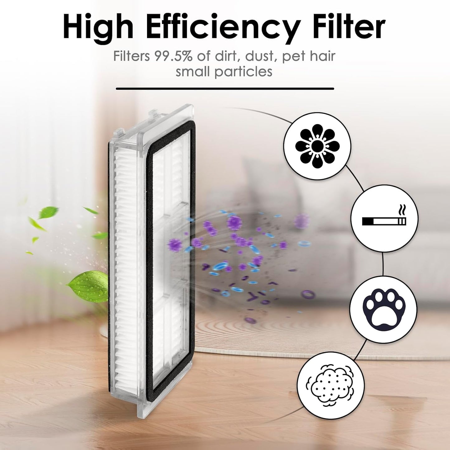 (8 Pieces) HEPA Filters Compatible for Dreametech L20 Ultra/ L30 Ultra Robot Vacuum Filter Kit, Replacement Parts 8 Filters