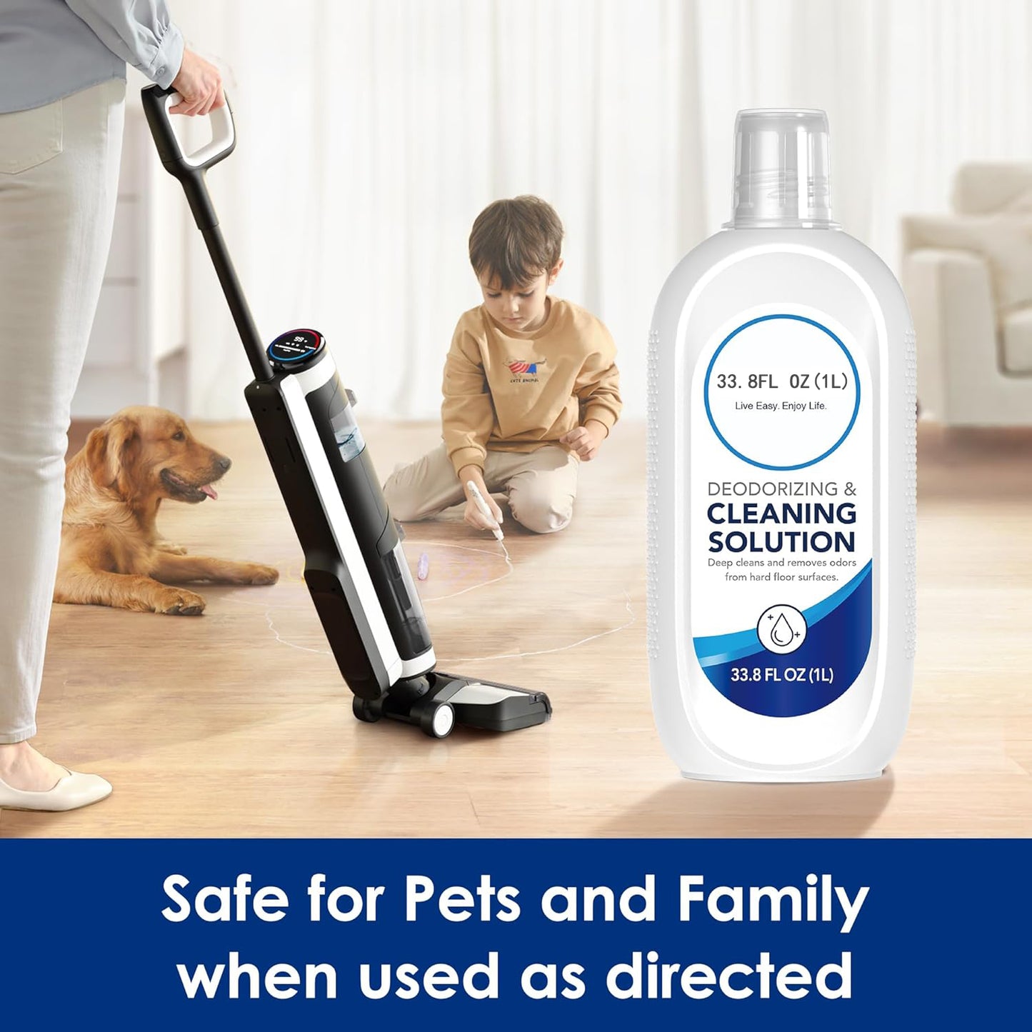 Tineco Floor Cleaning Solution 1L for iFLOOR Series (EXCEPT iFLOOR 5 Steam), FLOOR ONE S3 / S5 / S6 / S7 / S9 Artist Series (EXCEPT S5 Steam / S7 Steam/ S9 Artist Steam) Wet Dry Vacuum (33.8 OZ*2)