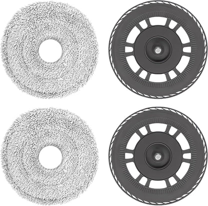 Mop Cloths With Replacement Holder, Wiping Plates for Dreame L10s Pro Ultra Heat/L10s Ultra Gen2/X30 Ultra/X40 Ultra/L20 Ultra/X40 Master/L40 Ultra, for Mova E30 Ultra Robot Vacuum Replacement Parts