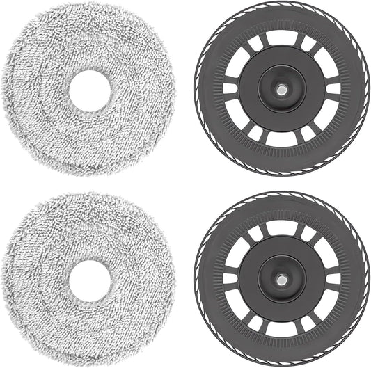 Mop Cloths With Replacement Holder, Wiping Plates for Dreame L10s Pro Ultra Heat/L10s Ultra Gen2/X30 Ultra/X40 Ultra/L20 Ultra/X40 Master/L40 Ultra, for Mova E30 Ultra Robot Vacuum Replacement Parts