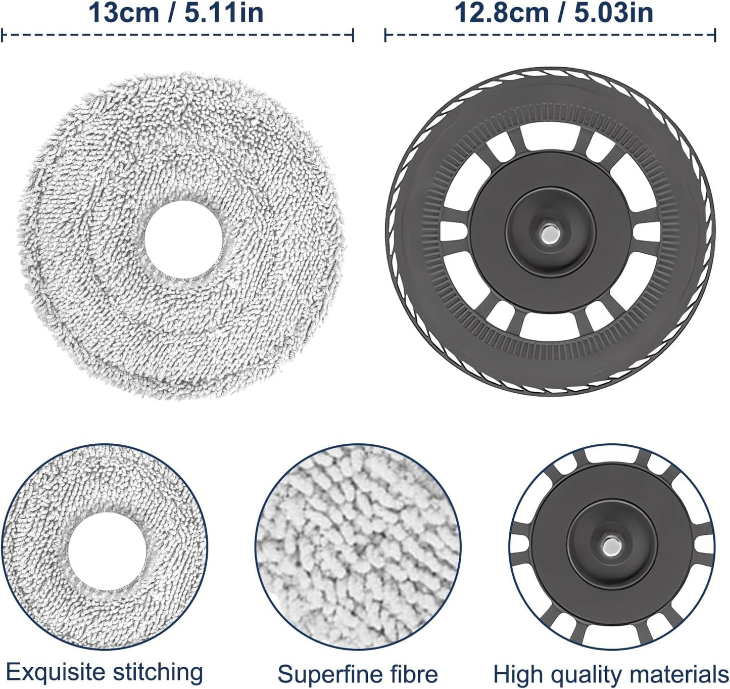 Mop Cloths With Replacement Holder, Wiping Plates for Dreame L10s Pro Ultra Heat/L10s Ultra Gen2/X30 Ultra/X40 Ultra/L20 Ultra/X40 Master/L40 Ultra, for Mova E30 Ultra Robot Vacuum Replacement Parts