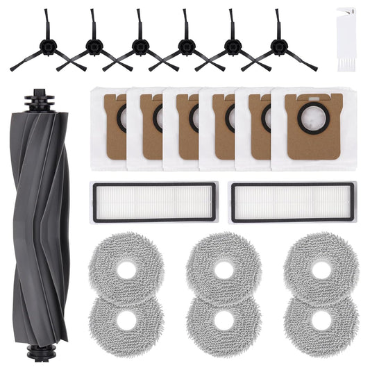 Replacement Parts Accessories Kit for Dreame L20 Ultra / L30 Ultra Robotic Vacuum Cleaner Spare Parts 1 Main Roller Brush 2 HEPA Filters 6 Side Brushes 6 Pads 6 Dust Bags and 1 Brush