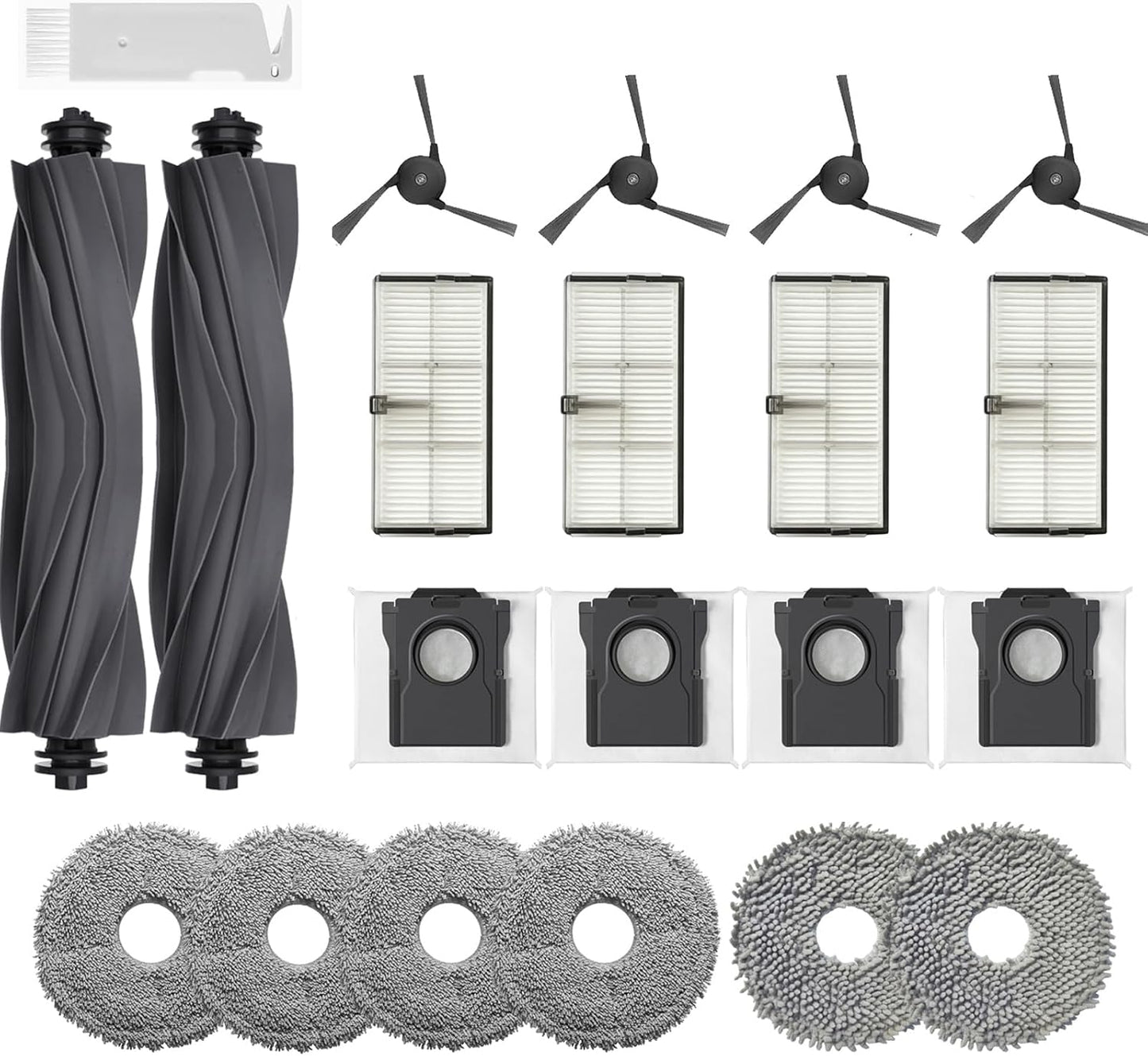 Replacement Parts Accessories For Dreame X40 Ultra Complete L40 Ultra X40 Master MOVA P10 Pro Ultra Mop Pads X6; Dust bag X4; Filter HEPA X4; Main Brushes X2; Side Brushes X4