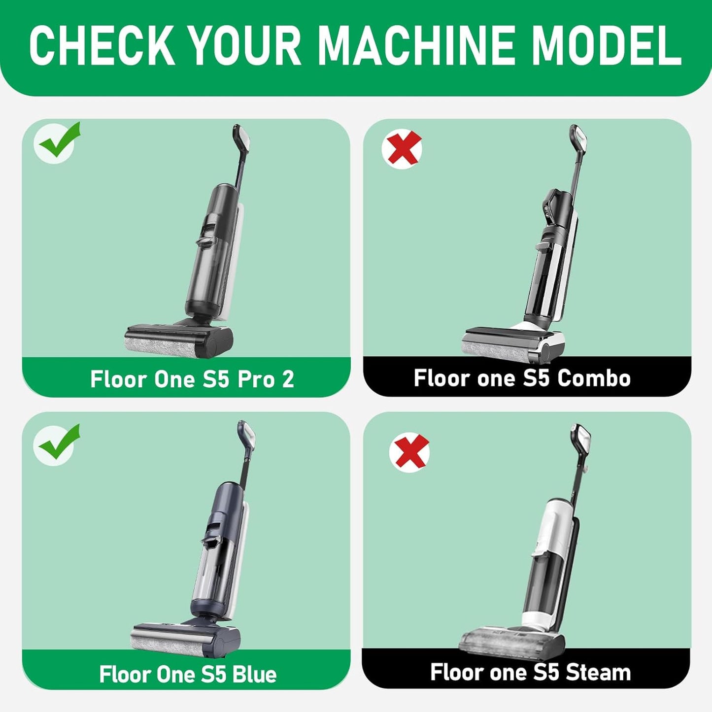 Vacuum Brushes and Filters Kit Compatible with Tineco Floor ONE S5, Floor One S5 Pro Wet Dry Cordless Vacuum Cleaners, 3 Roller Brushes, 3 Filters, 1 Cleaner Brush