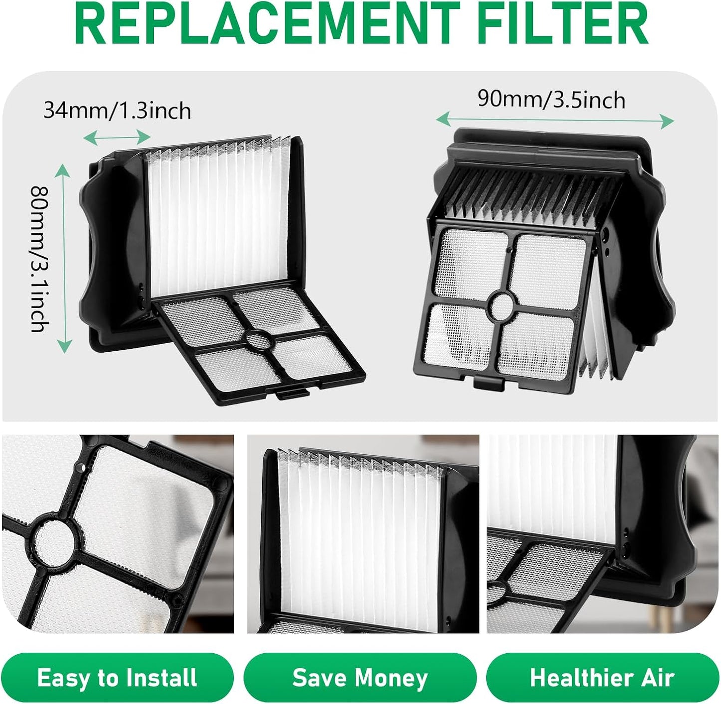 Vacuum Brushes and Filters Kit Compatible with Tineco Floor ONE S5, Floor One S5 Pro Wet Dry Cordless Vacuum Cleaners, 3 Roller Brushes, 3 Filters, 1 Cleaner Brush