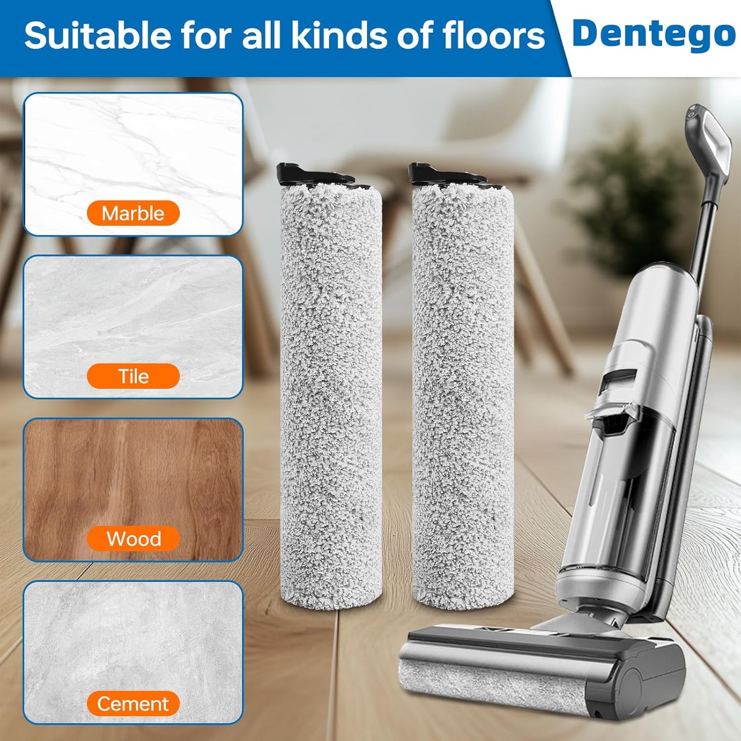 【Only S5 Steam】 Brush Roller Replacement Parts Compatible with Tineco Floor ONE S5 Steam Cleaner Wet Dry Vacuum All-in-one, 2 Brush Rollers