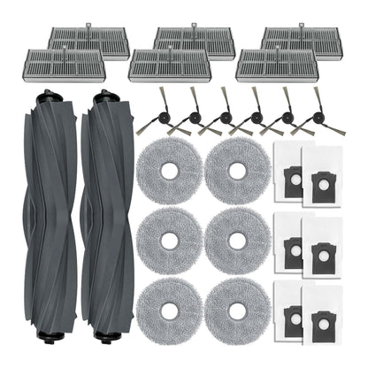 Accessories Replacement Parts compatible with Dreame X40 Ultra/ L40 Ultra MOVA P10 Pro/ P50 Pro ultra Robot Vacuum Cleaner, 2 Rubber Main Brush, 6 Filters, 6 Dust Bags, 6 Mop Pads, 6 Side Brushes