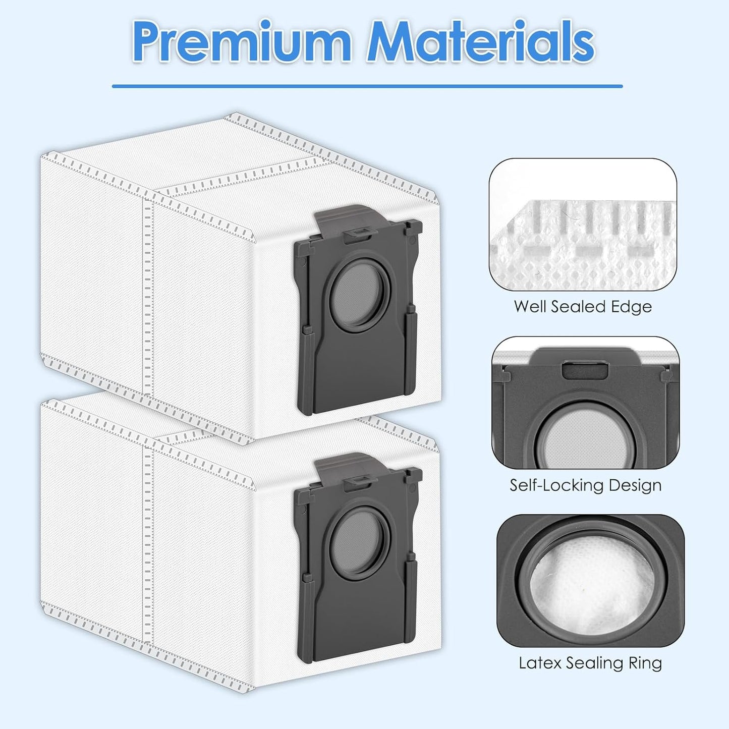 (12 Pack) L10S Ultra Gen 2 Dust Bags Compatible With Dreame L10s Ultra Gen 2/ L10s Pro Ultra/ L40 Ultra/ L50Ultra/ X50 Ultra/ X40 Ultra / X30 Ultra Robot Vacuum Cleaner, Replacement parts Bags