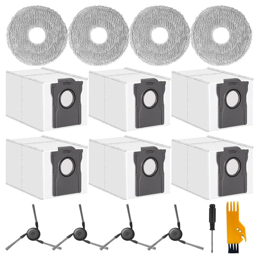 Accessories for Dreame X50 Ultra,L40 Ultra, X40 Ultra, and for MOVA P10, P50 Pro Ultra Robot Vacuum Cleaner, 6 Dust Bags, 4 Mop Pads, 4 Side Brushes, L40 Ultra Replacement Kit
