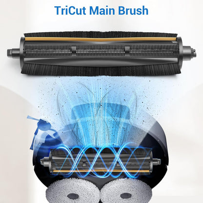 10Pcs TriCut-Brush for Dreame X40 Ultra/ X30 Ultra/ L30 Ultra/ L10s Ultra/ L20 Ultra/ L10s Pro Ultra/ L40 Ultra, for MOVA P10 Ultra/ P10 Pro Ultra/ P50 Pro Ultra Parts Accessories Kit
