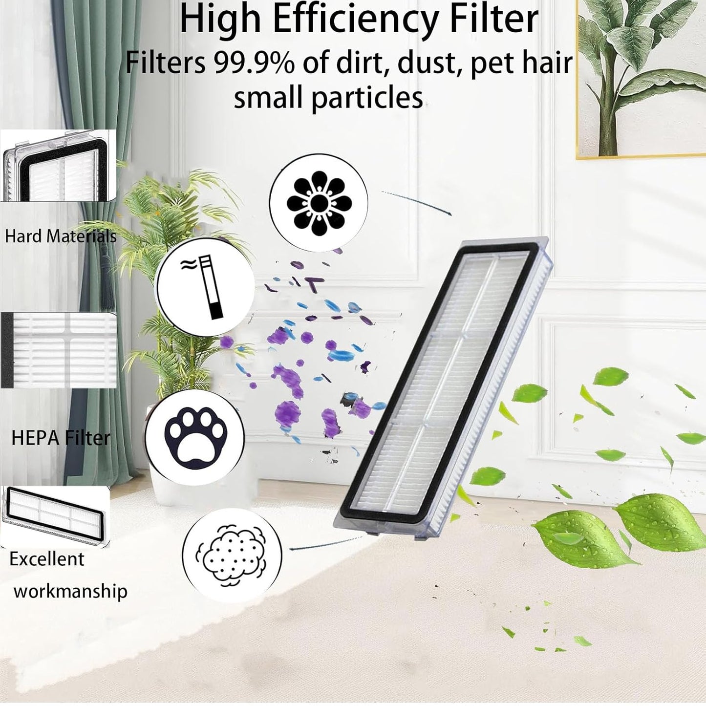 Replacement Parts For Dreametech W10 Pro/W10 Robot Vacuum Accessories kit; 1 Main Brush 2 Side Brush 2 Filter 2 Mop Pad 1 Mop Pad Bracket