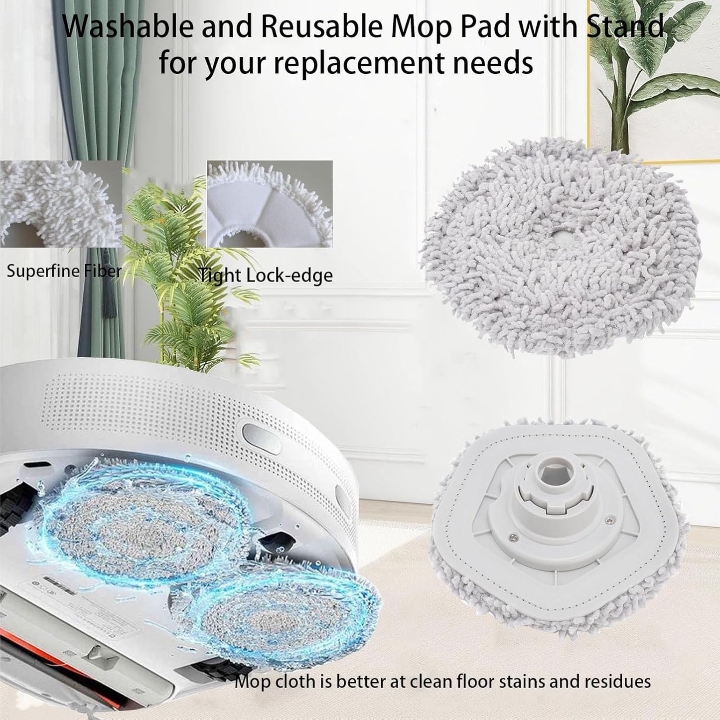 Replacement Parts For Dreametech W10 Pro/W10 Robot Vacuum Accessories kit; 1 Main Brush 2 Side Brush 2 Filter 2 Mop Pad 1 Mop Pad Bracket