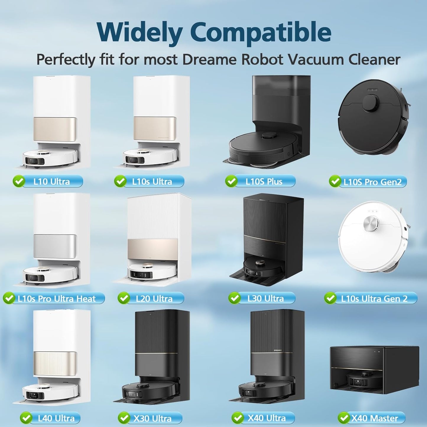 6-Pack Mop Pads for Dreame L40 Ultra/L10S Ultra/ L10S Ultra Gen2/X40 Ultra/L10s Pro Ultra Heat/L20 Ultra/ L10S Plus/X30 Ultra/X40 Master/L10 Ultra Robot Vacuum, Washable Microfiber Replacement Pads