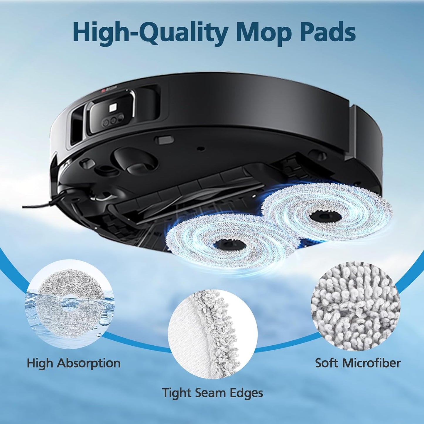 6-Pack Mop Pads for Dreame L40 Ultra/L10S Ultra/ L10S Ultra Gen2/X40 Ultra/L10s Pro Ultra Heat/L20 Ultra/ L10S Plus/X30 Ultra/X40 Master/L10 Ultra Robot Vacuum, Washable Microfiber Replacement Pads
