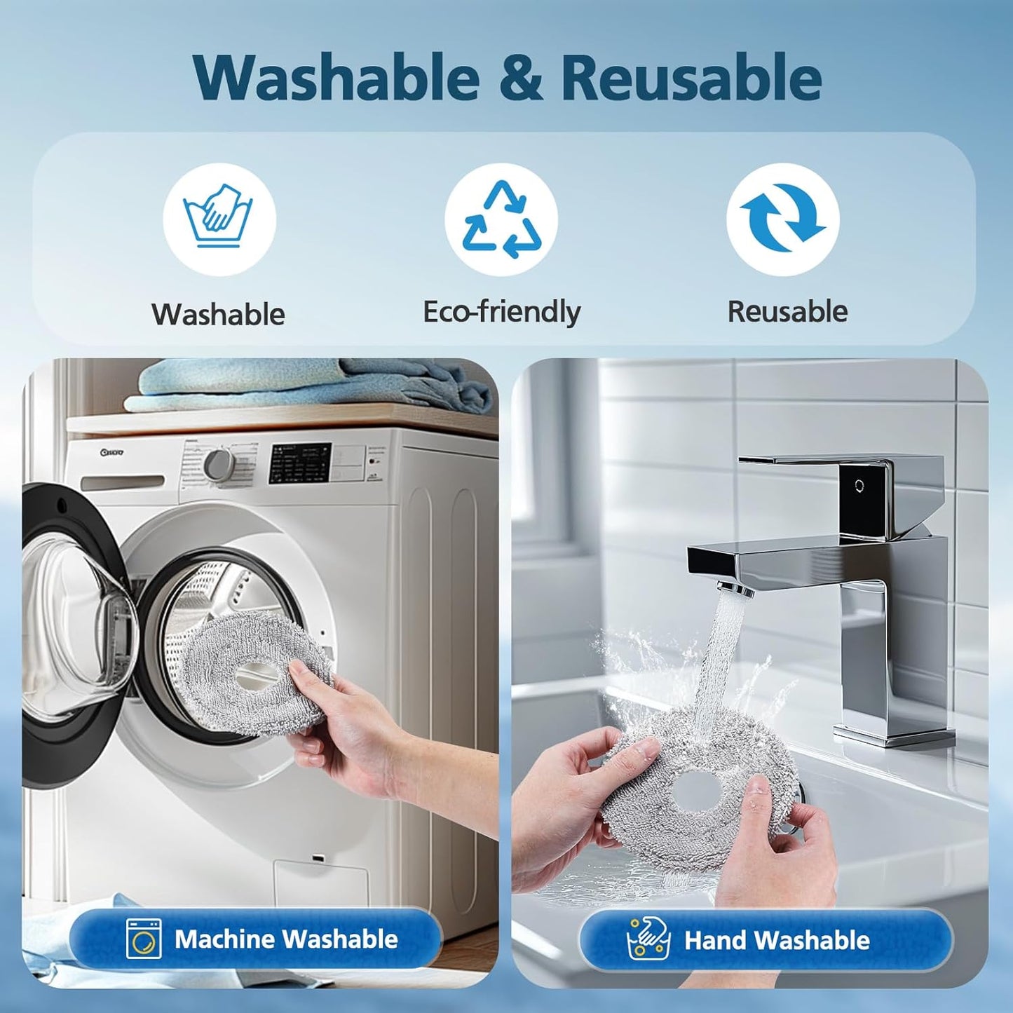 6-Pack Mop Pads for Dreame L40 Ultra/L10S Ultra/ L10S Ultra Gen2/X40 Ultra/L10s Pro Ultra Heat/L20 Ultra/ L10S Plus/X30 Ultra/X40 Master/L10 Ultra Robot Vacuum, Washable Microfiber Replacement Pads