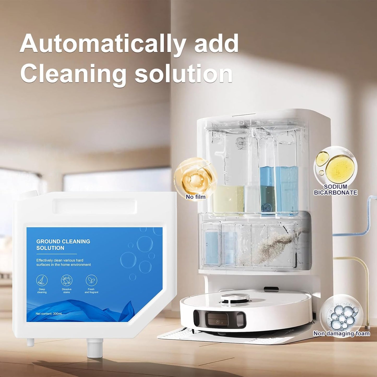 Floor Cleaning Solution Compatible with Dreame Cleaning Solution, Multi-Surface Original Flavor L10 Ultra Detergent, Compatible with L10s Ultra Robot Vacuum (300ml)