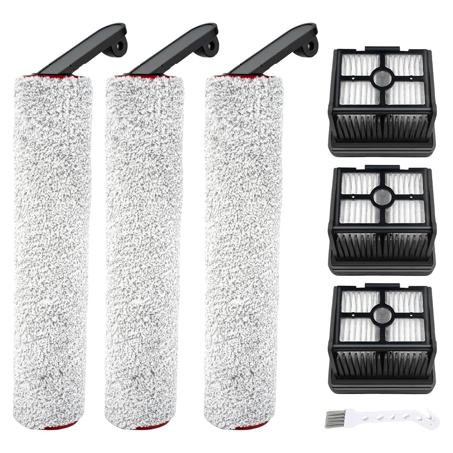 (7pcs) HEPA Filters & Replacement Brush Rollers Compatible Parts Accessories Kit For Dreame H12 Pro/ H12 Dual Wet Dry Vacuum Cleaner, Replacement Inclue 3 Vacuum Filter, 3 Brush Rollers