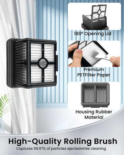 (7pcs) HEPA Filters & Replacement Brush Rollers Compatible Parts Accessories Kit For Dreame H12 Pro/ H12 Dual Wet Dry Vacuum Cleaner, Replacement Inclue 3 Vacuum Filter, 3 Brush Rollers