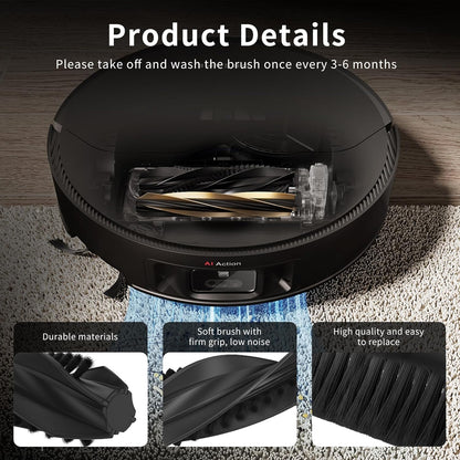 Dual Main Brush for Dreame L50 Pro Ultra,X50 Ultra,X50 Master,L40s Pro Ultra Vacuum Cleaner Replacement Parts, X50 Ultra Robot Vacuum and Mop Roller Detangling Main Roller Brush