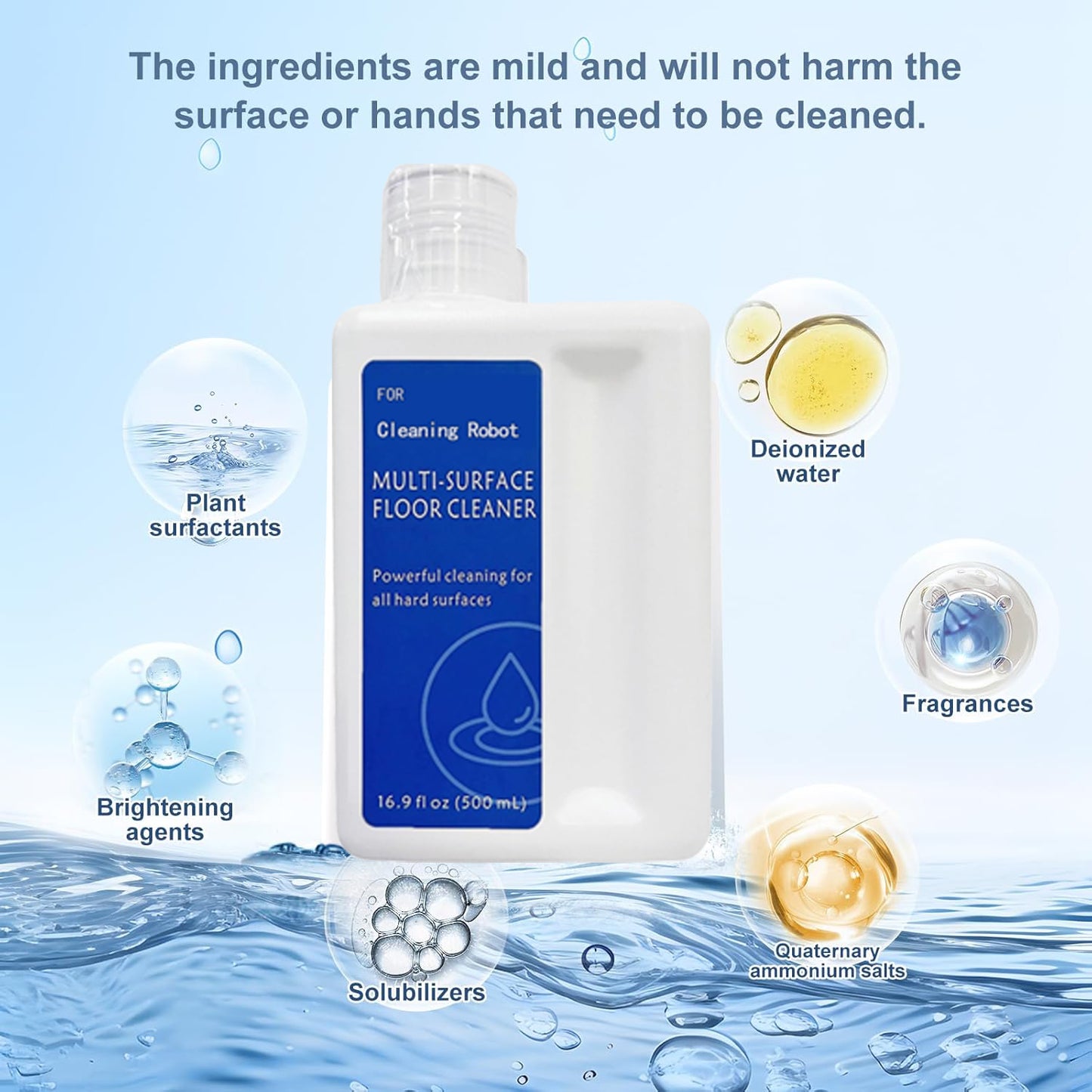 Floor Cleaning Solution Original Scent Compatible with Dreame Cleaning Solution, Residue & Streak Free, Suitable for All Robot Vacuum Cleaners and Wireless Wet Dry Dual-Use Vacuum Cleaners 500mL