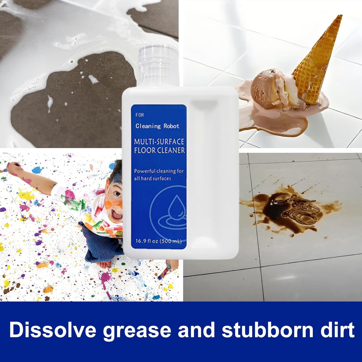 Floor Cleaning Solution Original Scent Compatible with Dreame Cleaning Solution, Residue & Streak Free, Suitable for All Robot Vacuum Cleaners and Wireless Wet Dry Dual-Use Vacuum Cleaners 500mL