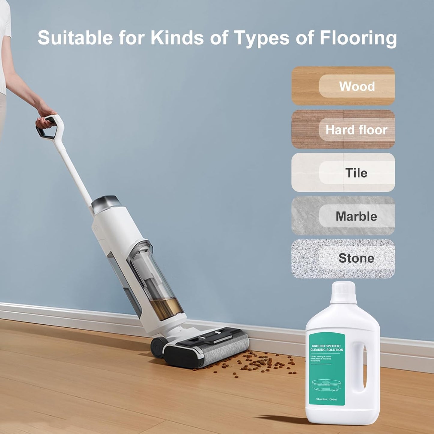 Floor Cleaning Solution Original Scent Compatible with Dreame Cleaning Solution, Residue & Streak Free, Suitable for All Robot Vacuum Cleaners and Wireless Wet Dry Dual-Use Vacuum Cleaners