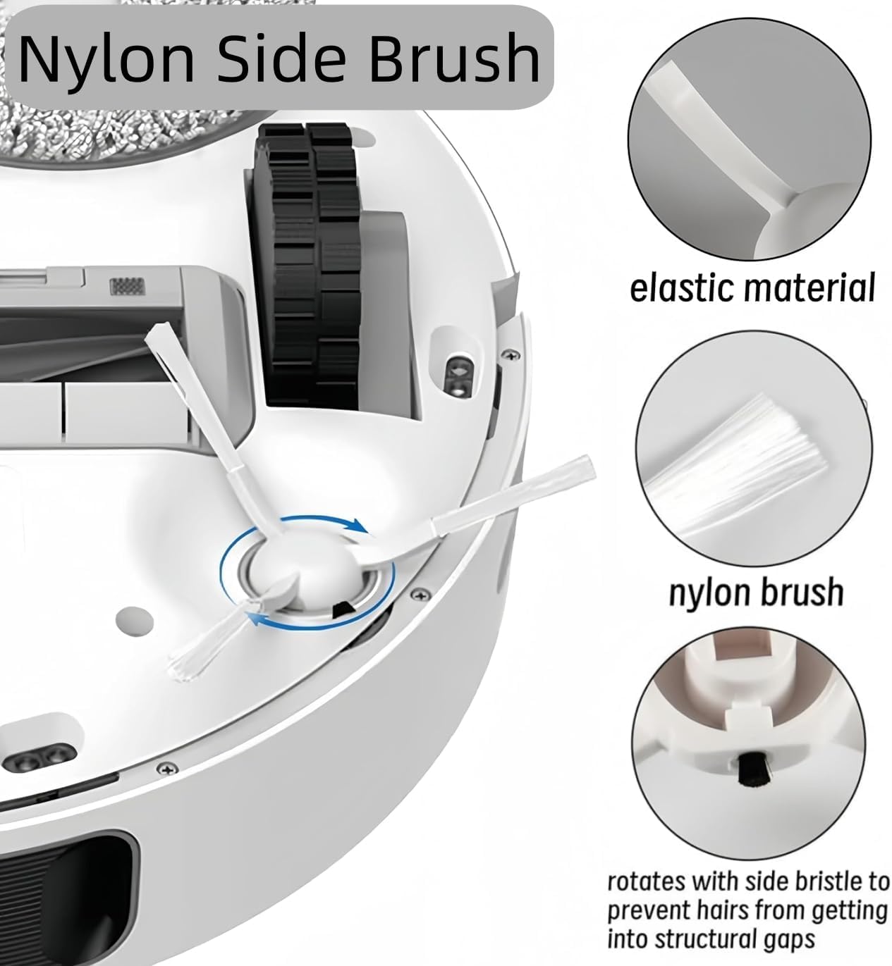 Accessories Kit Spare for Dreame D9 / L10 Pro Robot Vacuum Cleaners Accessory, 1 Main Brush, 2 Filters, 4 Side Brushes, Replacement Parts Repair Attachment