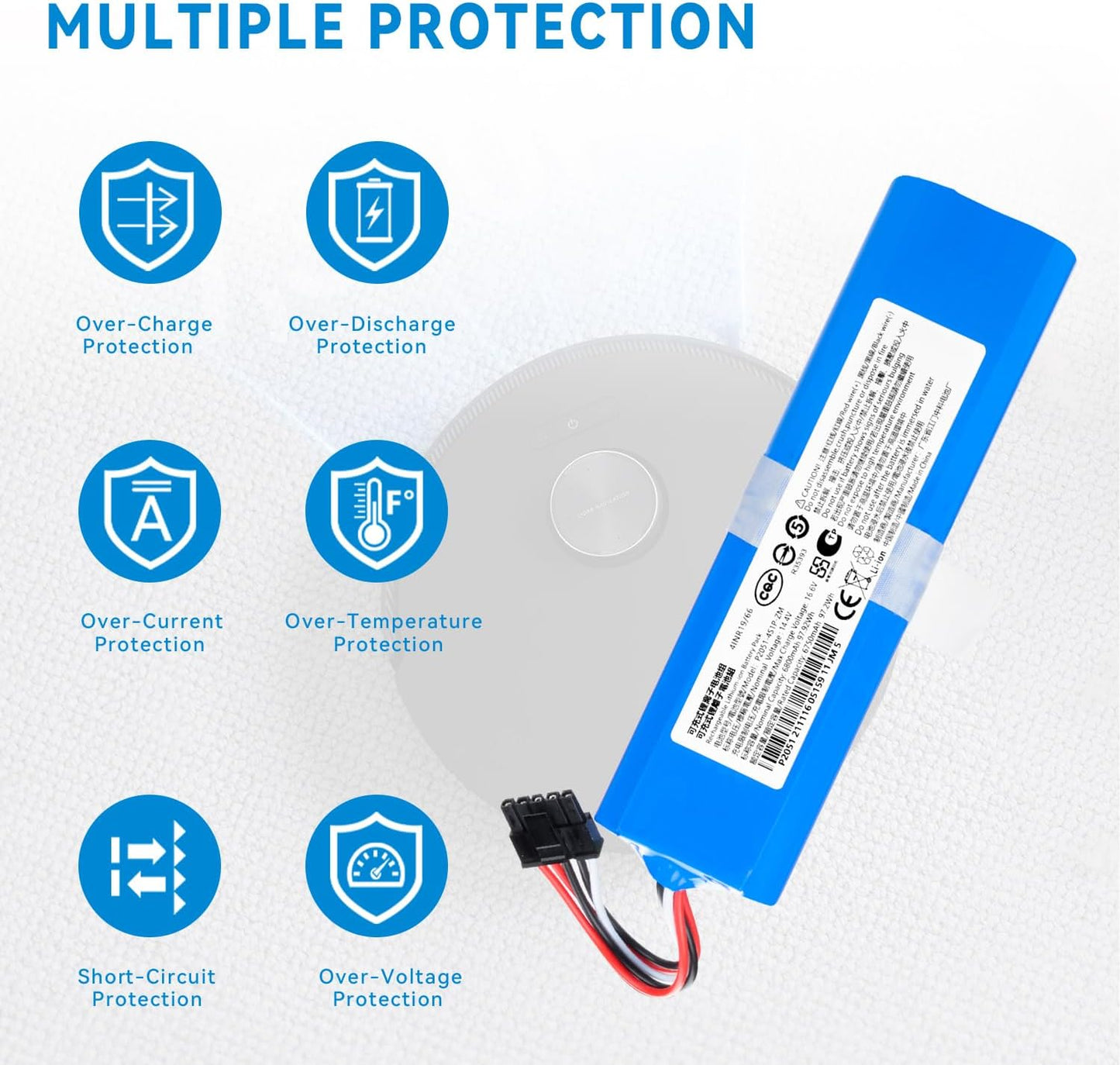 6800mAh Vacuum Battery Replacement for Dreame Bot X30 Ultra, D10s Plus, L30 Ultra, RCXE0307, RLX56CE, RLX63CE, RLX63CE-2, X40 Pro Ultra, X40 Ultra Robot Vacuum Cleaner with Tools