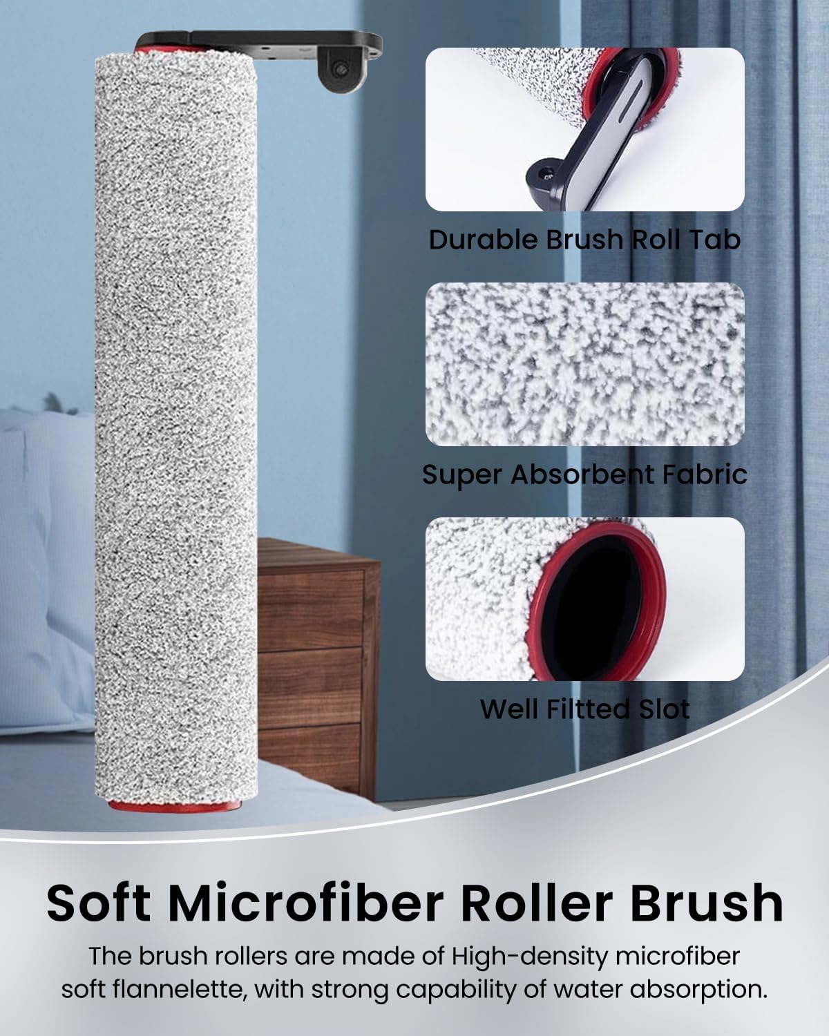 (6pcs) Replacement Brush Rollers And HEPA Filters For Dreame H12 Pro/ H12 Dual Wet Dry Vacuum Cleaner, Compatible Replacement Parts Accessories Kit Inclue 3 Vacuum Filter, 2 Brush Rollers