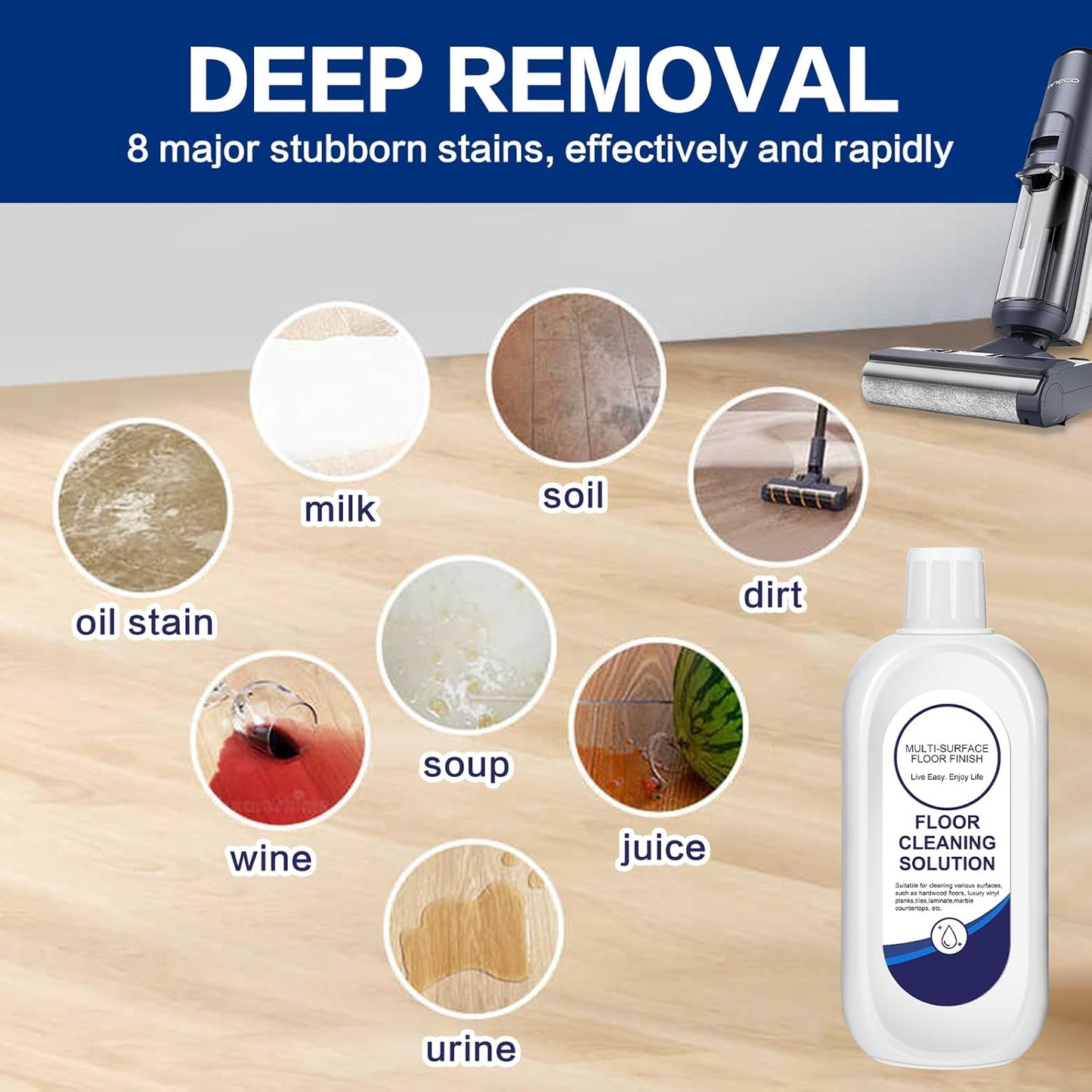 Multi-Surface Floor Cleaning Solution Compatible with Tineco, Cleaner Refill for All Mopping Robot Vacuums and Cordless Wet/Dry Mops (4 Bottle Pack, Original)