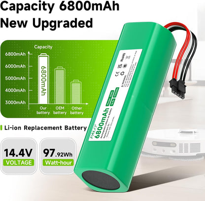 for Dreame X40 Ultra Battery,14.4V 6800mAh High-Capacity Replacement Battery for Dreame X40 Ultra / L40 Ultra / X40 Master / W20Pro Ultra / W20 Pro Ultra/Bot X30 Ultra / R2416-4S2P-HPLS