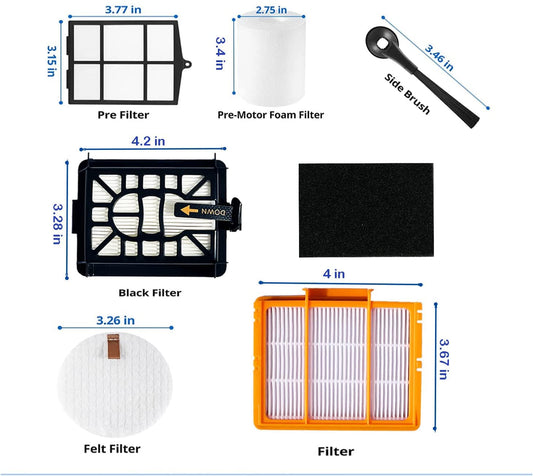 Replacement Parts for Shark AI AV2501S AV2501AE RV2502AE RV2520AOUS AV2510AOUS AV2511AE RV2610WA RV2610WD Accessories Kit with Main Roller Brush Filters Foam/Primary Filter Sweep Side Brushes